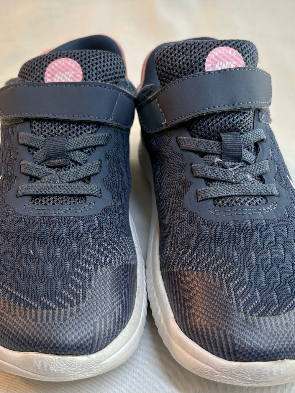 Nike Kids Navy Mesh Sneakers with Pink Detail